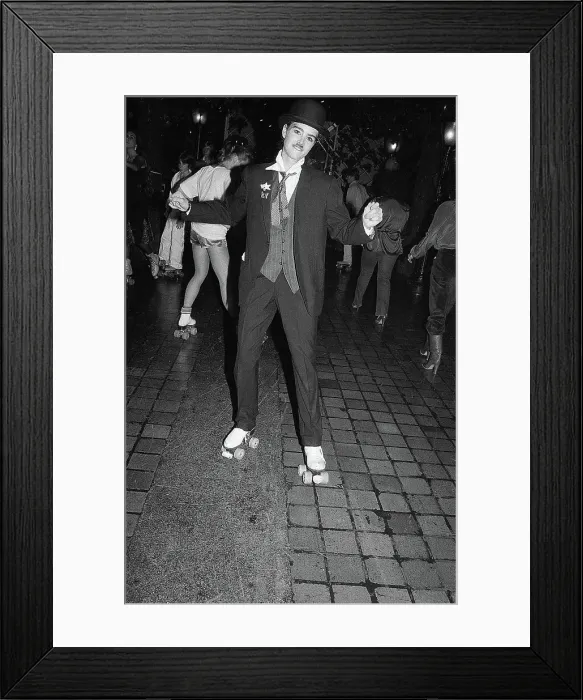 Framed Print : Brooke Shields Skates in Chaplin Costume Framed Print : Brooke Shields Skates in Chaplin Costume