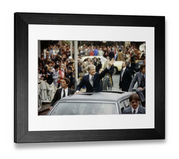 Framed Print : President Carter Waving From Car Framed Print : President Carter Waving From Car