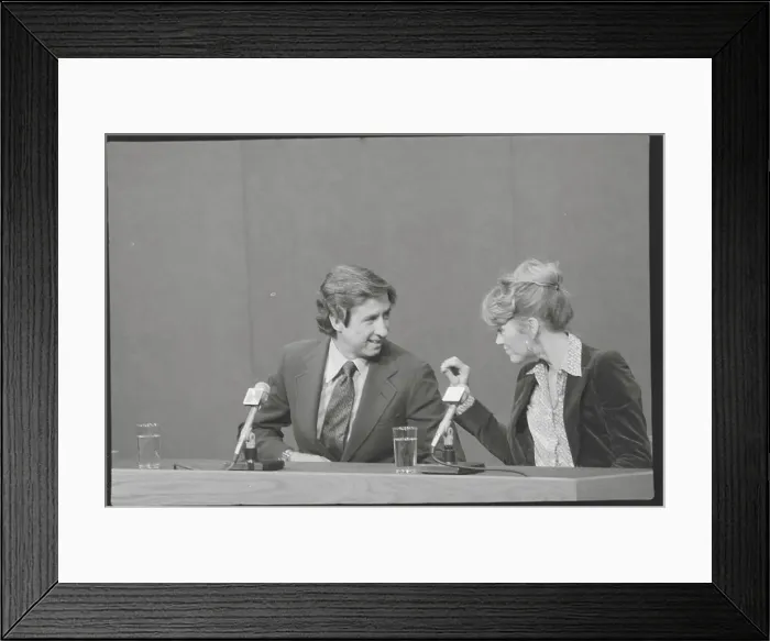 Framed Print : Jane Fonda with Husband Conversing Framed Print : Jane Fonda with Husband Conversing