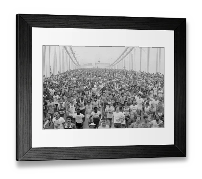 Framed Print : People Running over Verrazano Bridge in NYC Marathon Framed Print : People Running over Verrazano Bridge in NYC Marathon