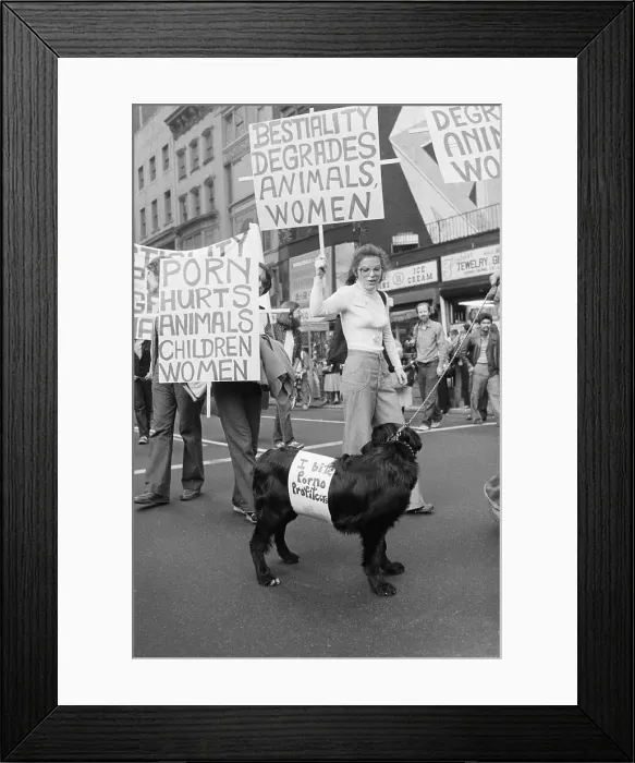 Framed Print : Women, Children, Dog In Anti-Porn March Framed Print : Women, Children, Dog In Anti-Porn March