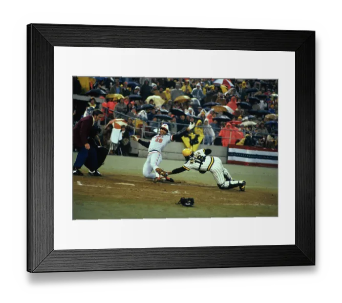 Framed Print : Steve Nicosia Tagging Ken Singleton Framed Print : Steve Nicosia Tagging Ken Singleton