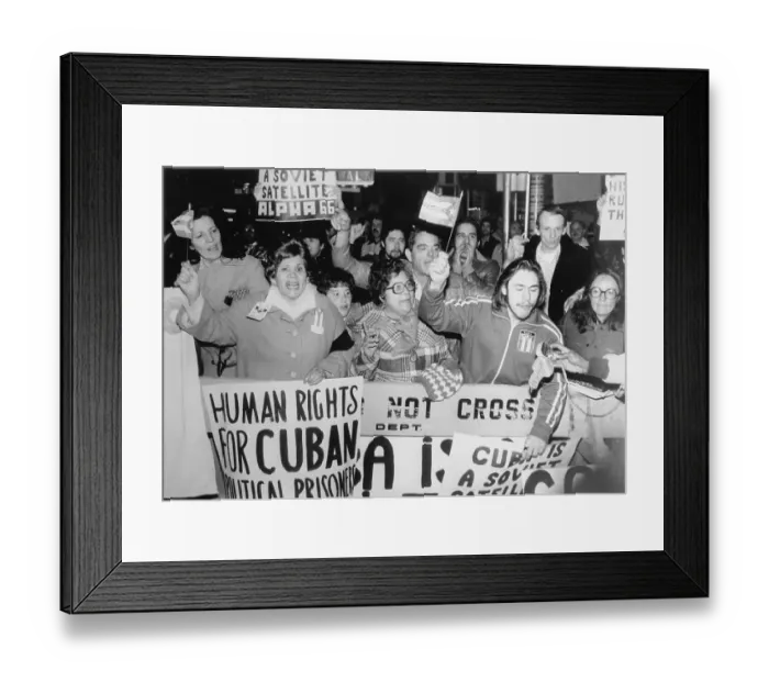 Framed Print : Citizens Protesting Arrival of Fidel Castro Framed Print : Citizens Protesting Arrival of Fidel Castro
