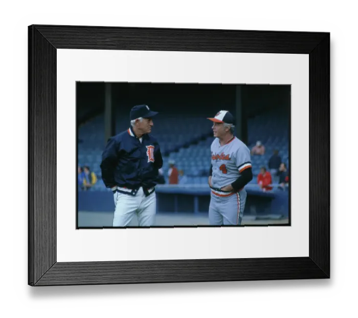 Framed Print : Earl Weaver with Tigers Manager Sparky Anderson Framed Print : Earl Weaver with Tigers Manager Sparky Anderson