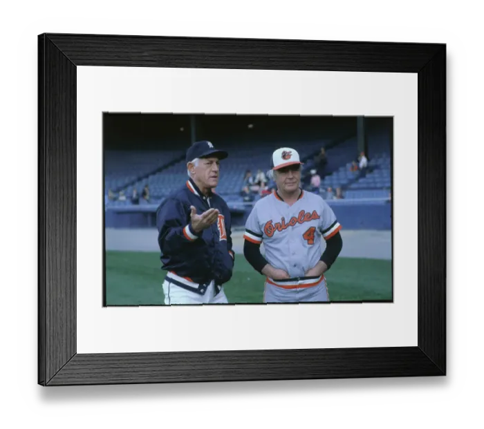 Framed Print : Earl Weaver with Tigers Manager Sparky Anderson Framed Print : Earl Weaver with Tigers Manager Sparky Anderson