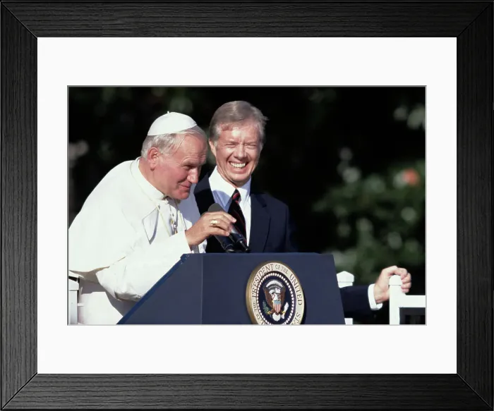 Framed Print : Jimmy Carter Laughing with Pope Framed Print : Jimmy Carter Laughing with Pope