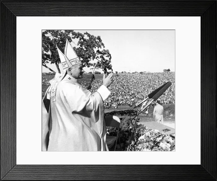 Framed Print : Pope John Paul II Gesturing Before Crowd Framed Print : Pope John Paul II Gesturing Before Crowd