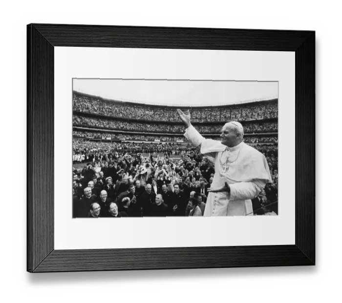 Framed Print : Pope John Paul II Acknowledges Crowd Framed Print : Pope John Paul II Acknowledges Crowd