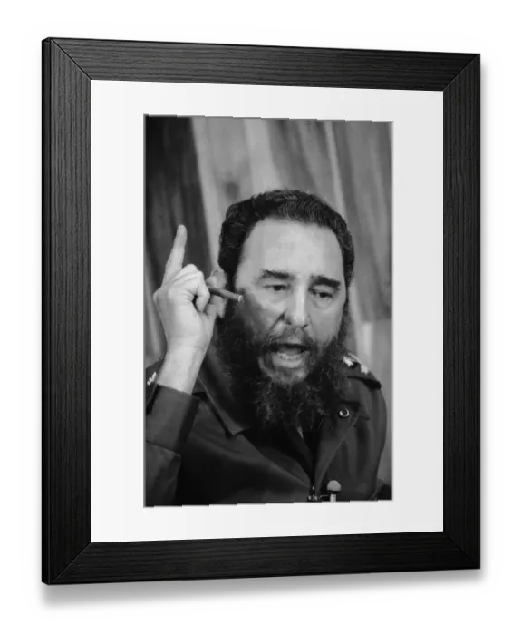 Framed Print : Fidel Castro Smoking a Cigar Framed Print : Fidel Castro Smoking a Cigar