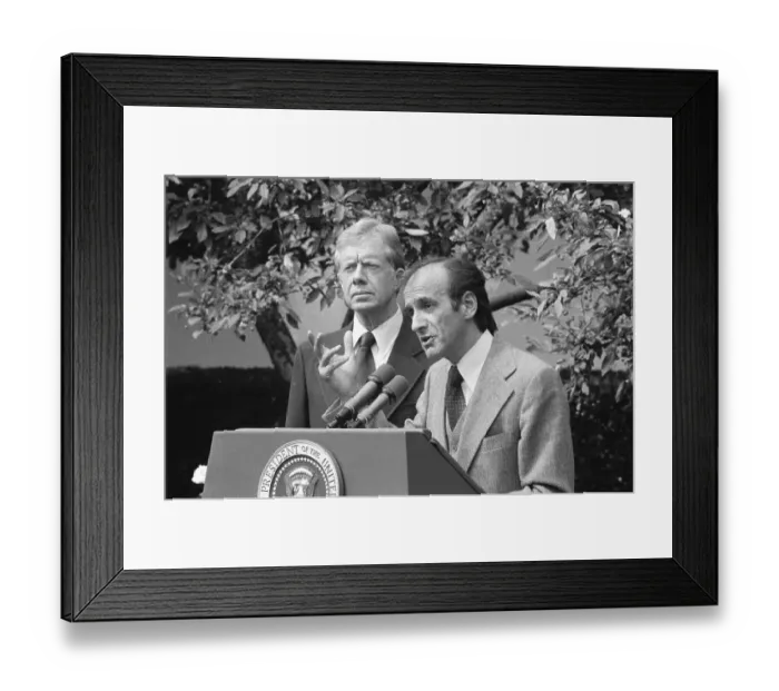 Framed Print : Jimmy Carter Stands Behind Elie Wiesel Framed Print : Jimmy Carter Stands Behind Elie Wiesel