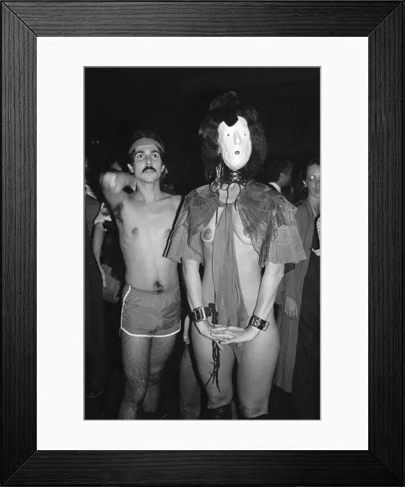 Framed Print : Costumed Crowd Waiting in Studio 54 Line Framed Print : Costumed Crowd Waiting in Studio 54 Line