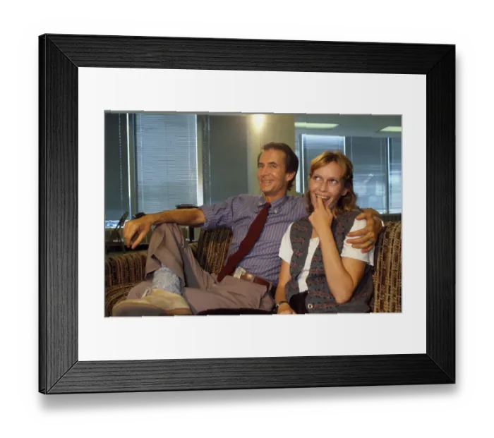 Framed Print : Mia Farrow and Anthony Perkins Sitting Together and Smiling Framed Print : Mia Farrow and Anthony Perkins Sitting Together and Smiling