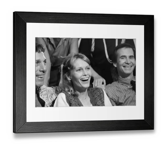 Framed Print : Mia Farrow and Anthony Perkins in Jovial Mood During Theater Rehearsal