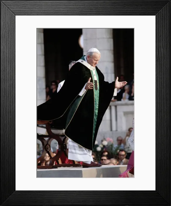 Framed Print : Pope John Paul II Delivering Mass in Italy
