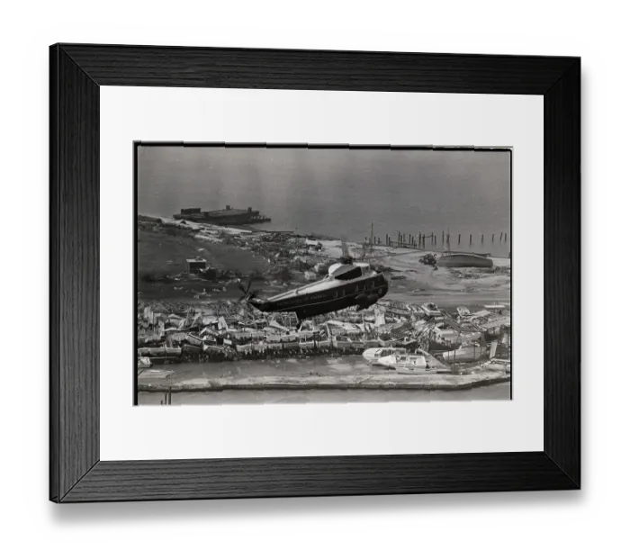 Framed Print : Presidential Helicopter Flies Over Damag Framed Print : Presidential Helicopter Flies Over Damag