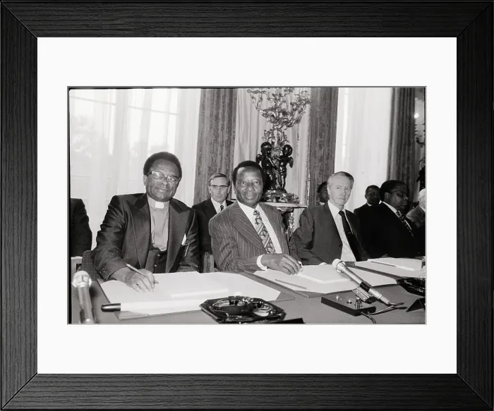 Framed Print : Two African Leaders, One White African Framed Print : Two African Leaders, One White African