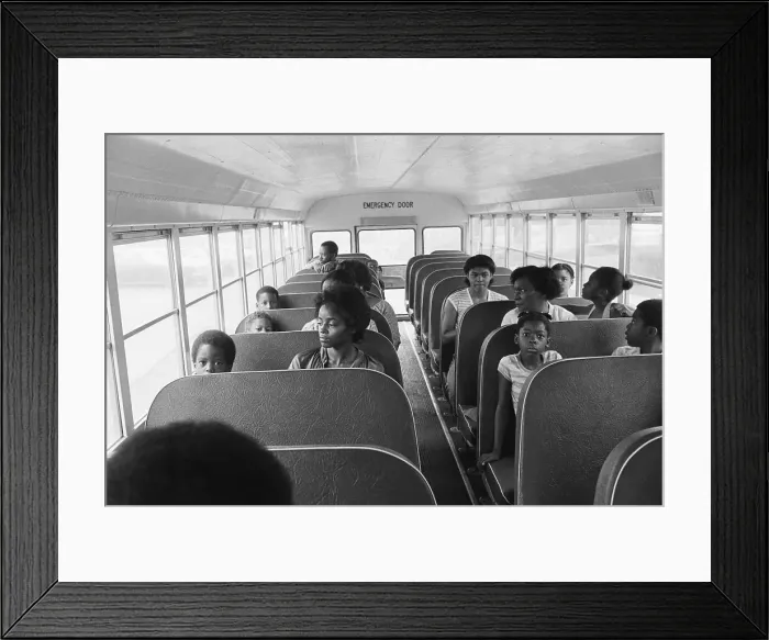 Framed Print : African American Children and Parents on Bus Framed Print : African American Children and Parents on Bus