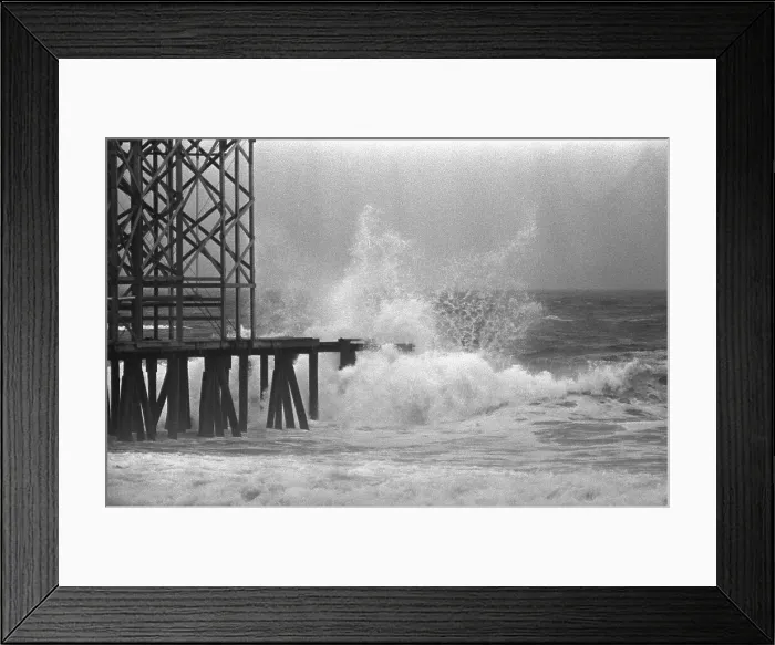 Framed Print : High Waves Crash On Boardwalk Pier Framed Print : High Waves Crash On Boardwalk Pier