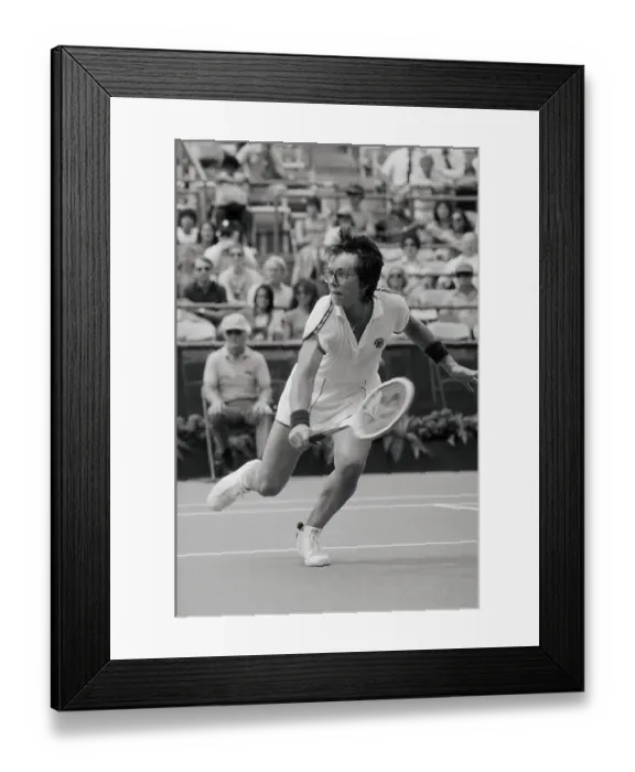 Framed Print : Billie Jean King Playing Hard for Tennis Ball Return Framed Print : Billie Jean King Playing Hard for Tennis Ball Return