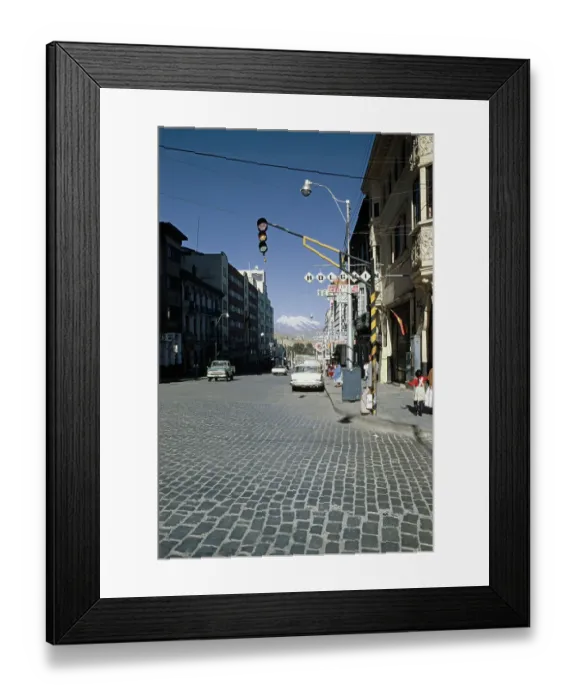 Framed Print : La Paz Street View With Mountain Framed Print : La Paz Street View With Mountain