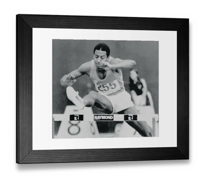 Framed Print : Renaldo Nehemiah Jumping Hurdle Framed Print : Renaldo Nehemiah Jumping Hurdle