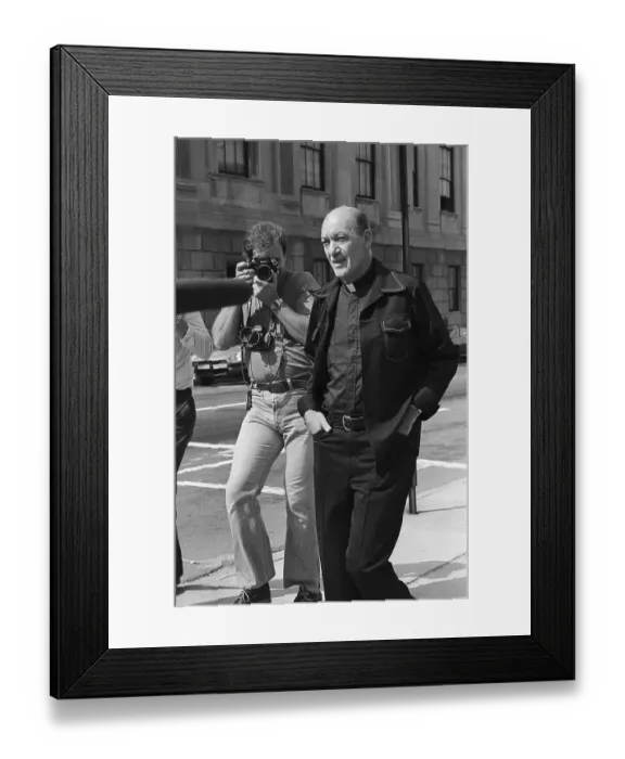 Framed Print : Father Bernard Pagano Entering Courthouse Framed Print : Father Bernard Pagano Entering Courthouse