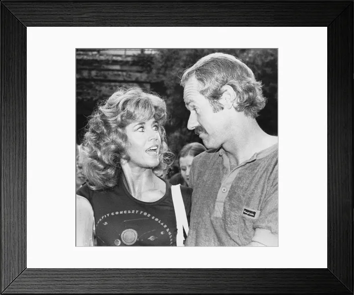 Framed Print : Mike Farrell Chatting with Jane Fonda Framed Print : Mike Farrell Chatting with Jane Fonda