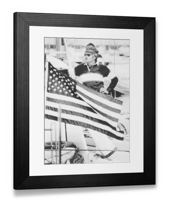 Framed Print : Ted Turner on His Yacht Courageous Framed Print : Ted Turner on His Yacht Courageous