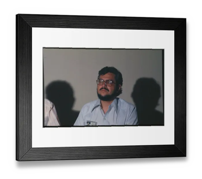 Framed Print : Alfonso Robelo at Press Conference Framed Print : Alfonso Robelo at Press Conference