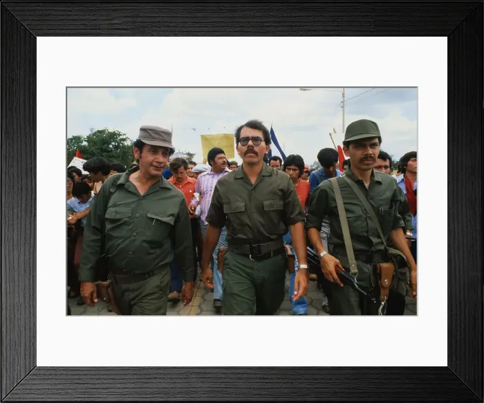 Framed Print : Daniel Ortega Marching with Colleagues Framed Print : Daniel Ortega Marching with Colleagues