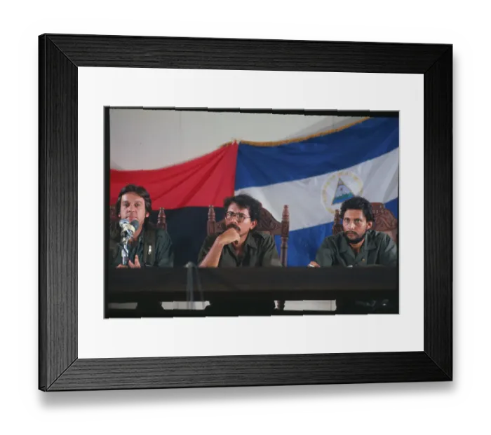 Framed Print : Daniel Ortega and Colleagues at Press Conference Framed Print : Daniel Ortega and Colleagues at Press Conference