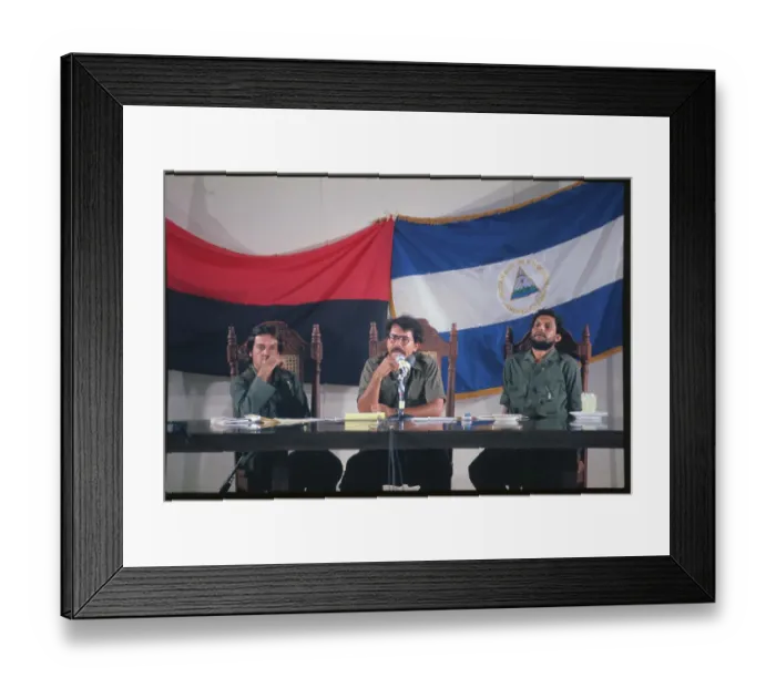 Framed Print : Daniel Ortega and Colleagues at Press Conference Framed Print : Daniel Ortega and Colleagues at Press Conference