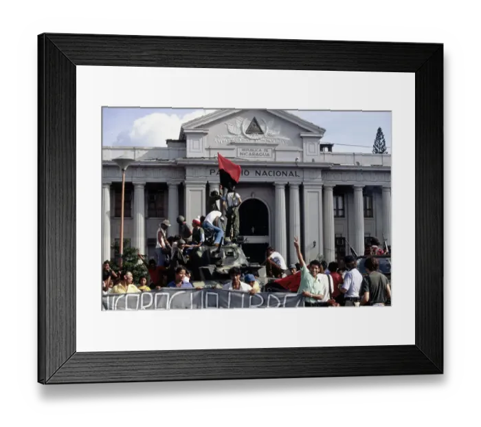 Framed Print : Sandinista And Tank Outside Parliament Framed Print : Sandinista And Tank Outside Parliament