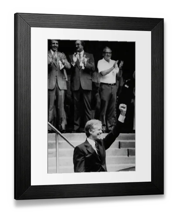 Framed Print : US President Jimmy Carter Raising His Fist