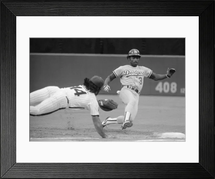 Framed Print : Pete Rose Trying to Tag Out Dodgers Player Framed Print : Pete Rose Trying to Tag Out Dodgers Player