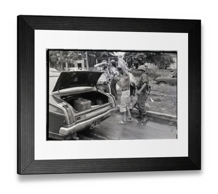 Framed Print : Truck Driver Being Searched