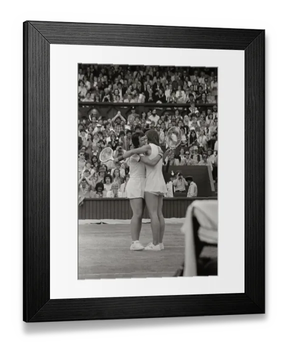 Framed Print : Billie Jean King and Martina Navratilova Embracing in Victory Framed Print : Billie Jean King and Martina Navratilova Embracing in Victory