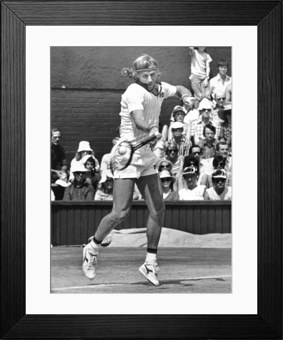 Framed Print : Bjorn Borg Hitting Forehand at Wimbledon