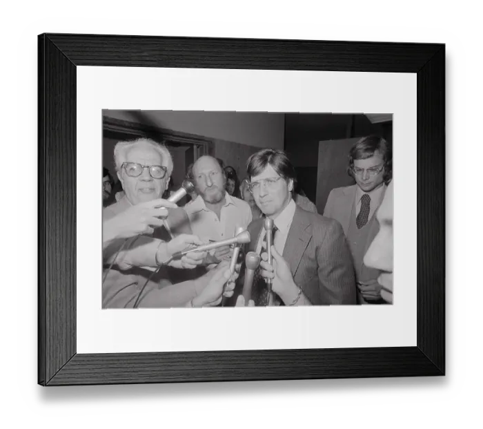 Framed Print : Attorney Douglas Schmidt Speaking to Press Framed Print : Attorney Douglas Schmidt Speaking to Press
