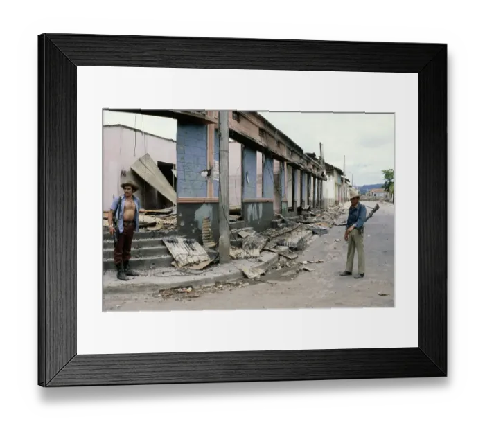 Framed Print : Sandinista Outside Destroyed Building Framed Print : Sandinista Outside Destroyed Building