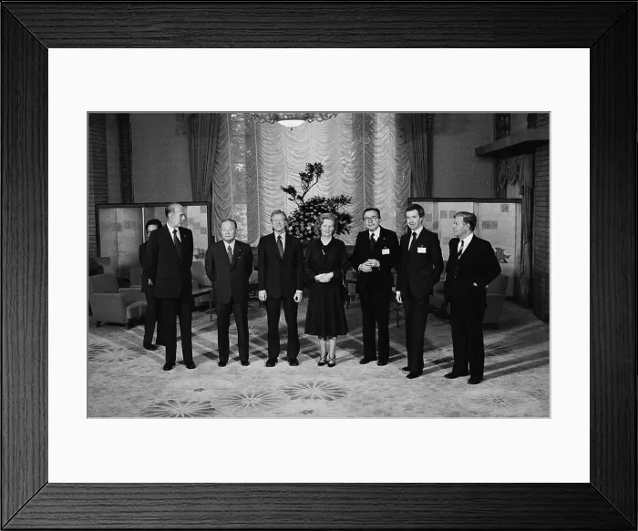 Framed Print : Economic Summit Members Posing for Camera Framed Print : Economic Summit Members Posing for Camera