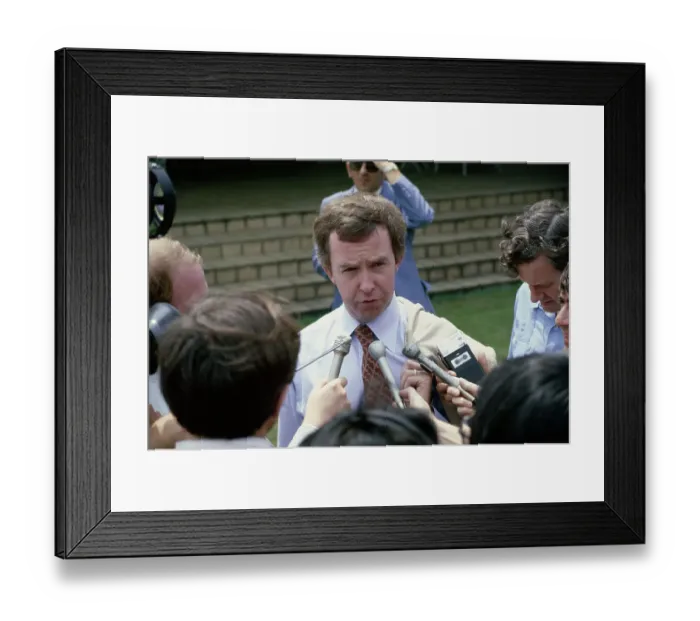 Framed Print : Joe Clark. Canadian Prime Minister Joe Clark speaking at a press conference Framed Print : Joe Clark. Canadian Prime Minister Joe Clark speaking at a press conference