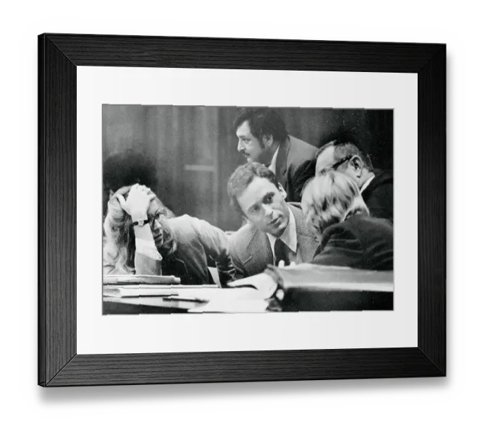 Framed Print : Ted Bundy Conferring with His Defense Attorneys Framed Print : Ted Bundy Conferring with His Defense Attorneys
