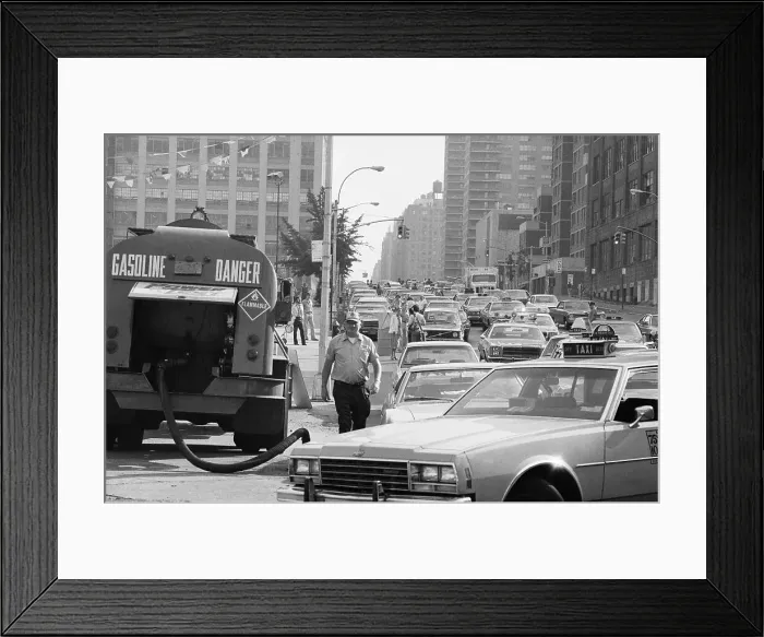 Framed Print : Motorist Waiting for Gasoline in New York Framed Print : Motorist Waiting for Gasoline in New York