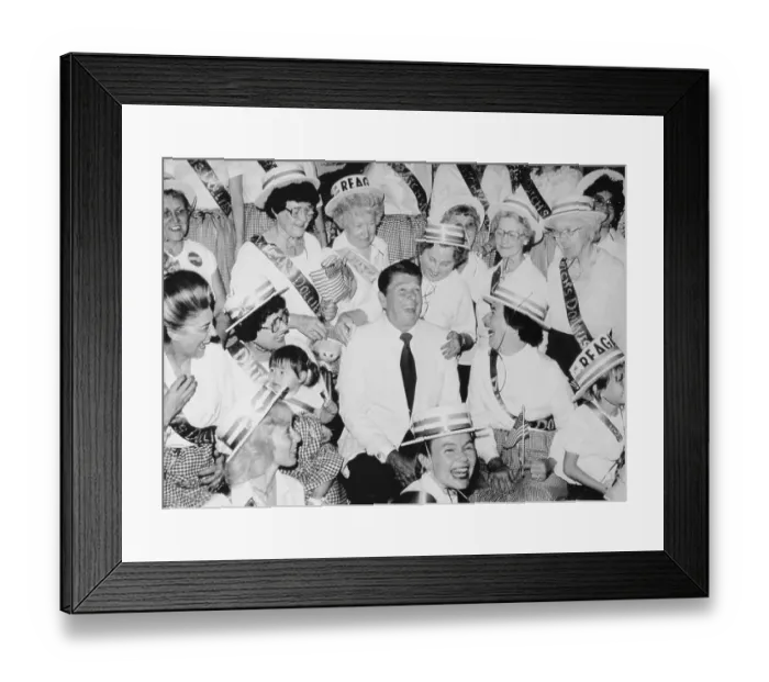 Framed Print : Ronald Reagan with Dutch Dollies Framed Print : Ronald Reagan with Dutch Dollies