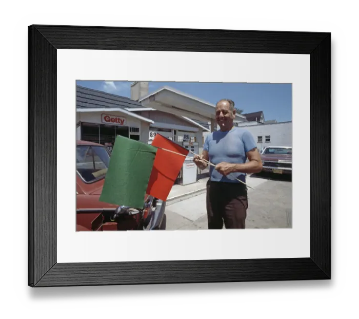 Framed Print : Getty Service Station Owner During Oil Crisis Framed Print : Getty Service Station Owner During Oil Crisis