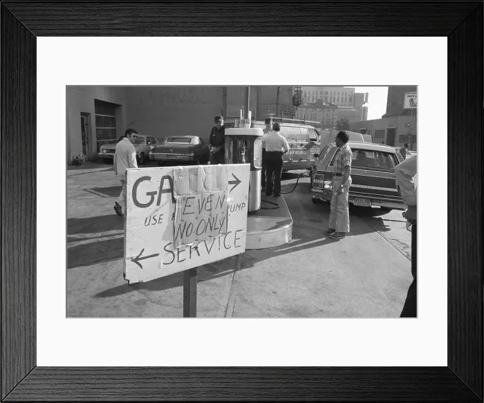 Framed Print : Line of Cars Waiting to Get Tanks Filled Framed Print : Line of Cars Waiting to Get Tanks Filled
