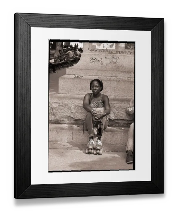 Framed Print : Roller Skating Woman Rests