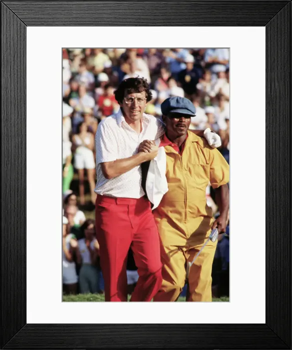 Framed Print : Hale Irwin Hugging His Caddy Framed Print : Hale Irwin Hugging His Caddy