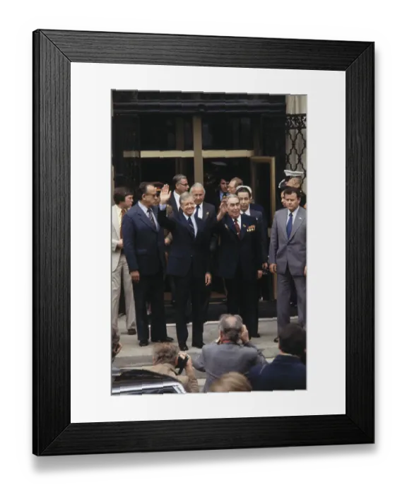Framed Print : Jimmy Carter and Leonid Brezhnev Waving Framed Print : Jimmy Carter and Leonid Brezhnev Waving